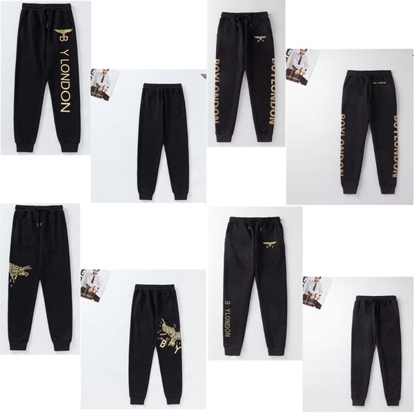 

men's pants bronzing eagle wings printing casual sports trousers men and women with the same paragraph footwear library 0101, Black