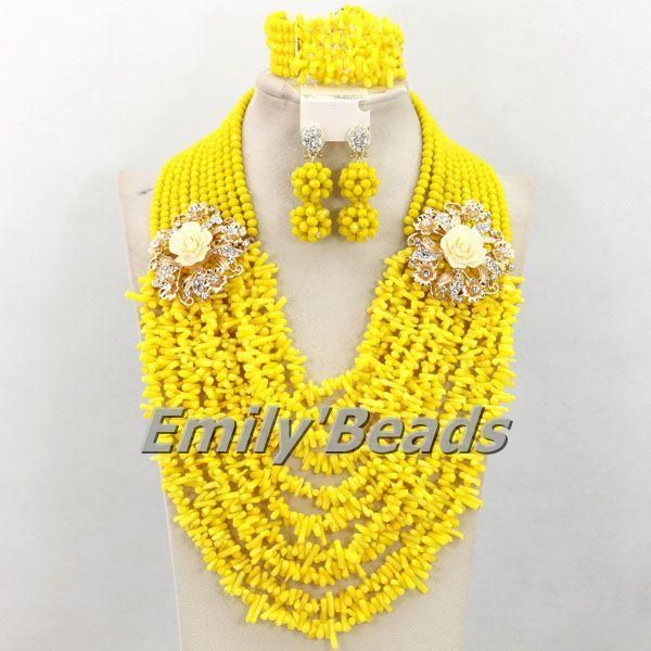 

earrings & necklace beautiful african wedding jewelry sets yellow crystal/coral beads necklace/bracelet/earrings wholesale amj137, Silver