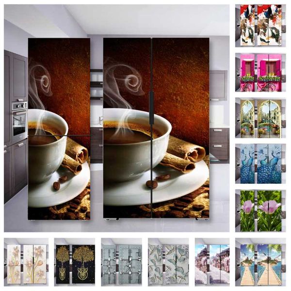 

wall stickers coffee fridge sticker door cover pvc refrigerator wallpaper wrap self-adhesive removable e home decor