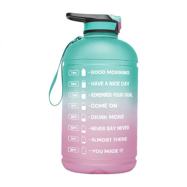 

water bottle portable outdoor gradient straw plastic drinking 3.78l with time point logo sports kettle fitness cup