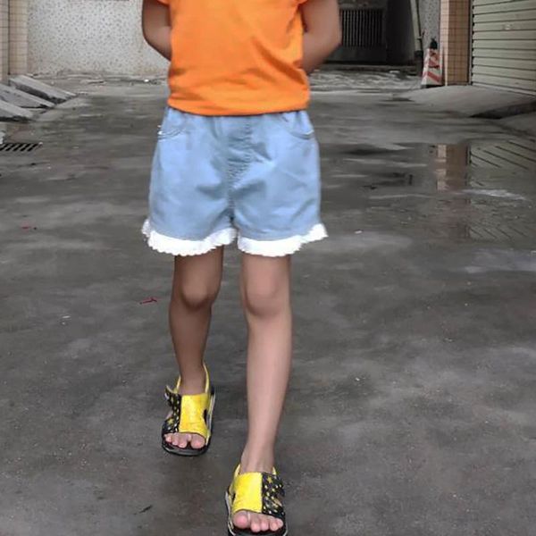 

baby girl summer shorts jean clothes children jeans pants lace border 6881 2-10y, Black