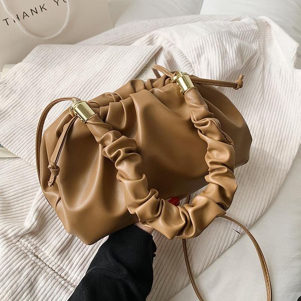 

totes folds design small simple pu leather shoulder crossbody bag for women 2021 summer handbags and purses travel