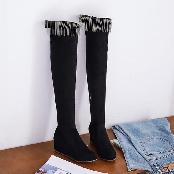 

boots big size thigh high knee over the women ladies boots shoes woman winter, Black
