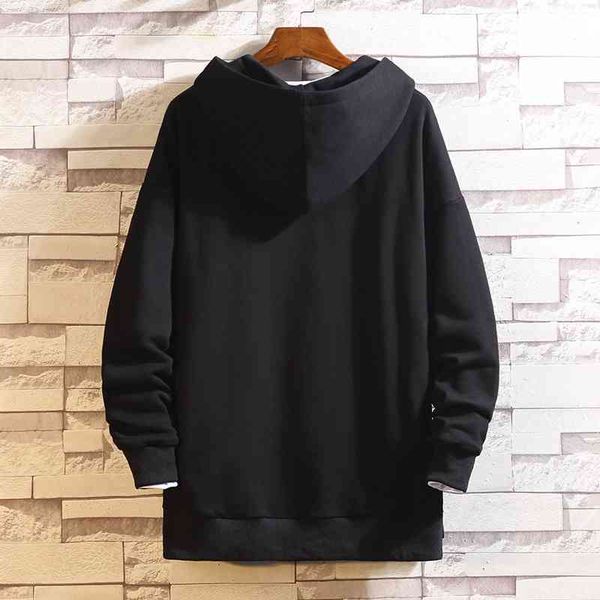 

sweater new autumn simple solid color pullover casual sweater men's large loose bf couple hooded coat, Black