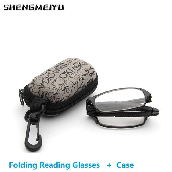 

sunglasses +1.5 2.0 2.5 folding reading glasses women men ultralight portable mini hyperopia metal presbyopia with diopters plus, White;black