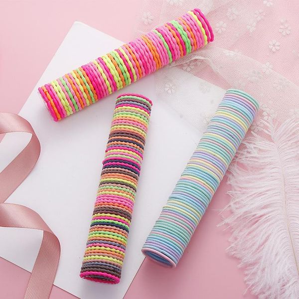 

hair accessories 50pcs/set colorful nylon elastic bands for girls hairbands ponytail holder headband rubber band kids, Slivery;white
