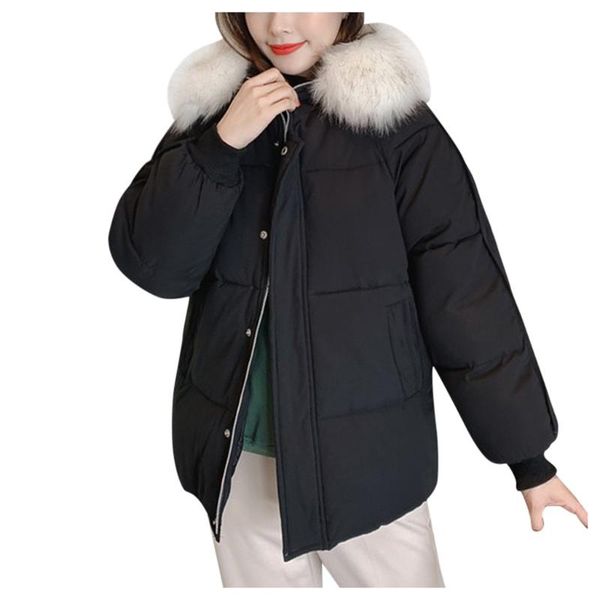 

fashion women winter warm cotton hooded jacket long-sleeved coat parkas with fake fur collar women's jackets, Black;brown