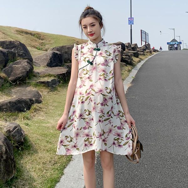 

maternity dresses pregnant women summer dress chinese style restoring ancient ways sundress sleeveless fashion printing pregnancy, White