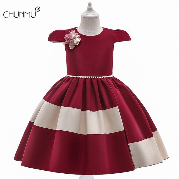 

girls dress for wedding party flower elegant children princess lace applique prom gown kids dresses clothes 210508, Red;yellow