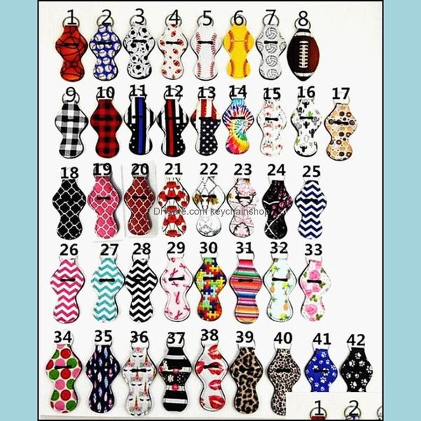 

keychains fashion aessories 2021 printing chapstick holder handy lip balm keychain pouch for tracker baseball softball football striped leop, Silver
