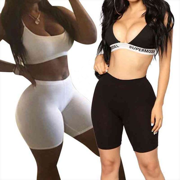 

casual high elastic waist women shorts tight fitness slim skinny dancing solid color exercise female girl summer fall, White;black