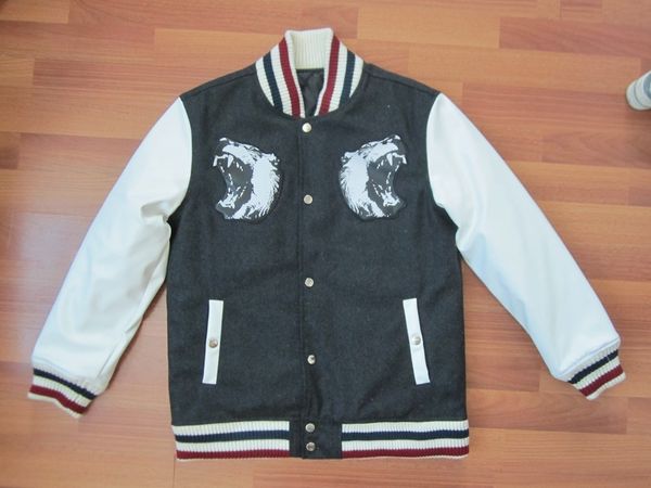 

Fashion Jacket Men's Zipper Solid Embroidered, White