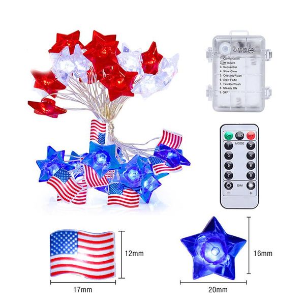 

strings 30led american independence day flag light string copper wire decoration