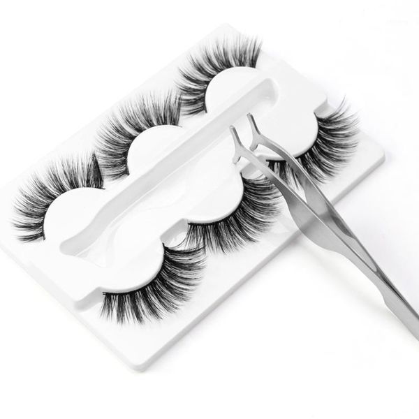 

3 pairs 3d mink lashes thick false eyelashes with tweezers natural long eyelash extension cosmetics makeup tool1