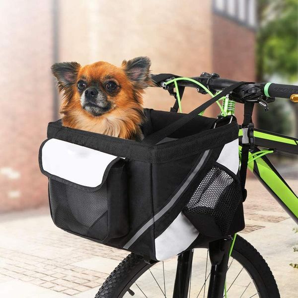 

dog car seat covers bicycle basket pet cat carrier bike handlebar front folding detachable easy install quick released picnic shopping