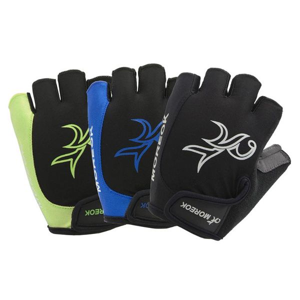 

cycling gloves mountain bike bicycle breathable anti-slip absorbing padded half finger sports, Black