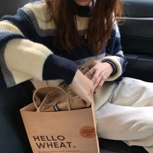 

women's sweaters 2021 autumn and winter pullover sweater design sense niche long-sleeved japanese lazy style, White;black