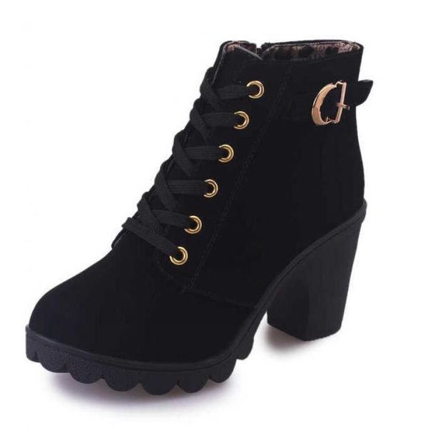 

boots plus size 35-43 winter casual women pumps warm ankle waterproof high heels snow 2021 shoes woman sexy, Black