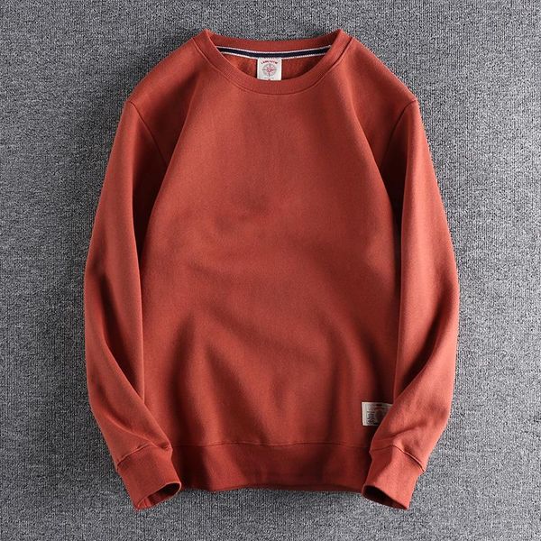 

men's hoodies & sweatshirts 2021 basic solid color round neck winter plush thick loose pullover long sleeve simple inner 494, Black