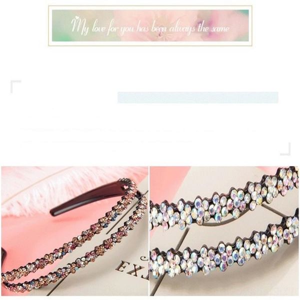 

jytm korean headdresswater drill double row fashion belt bandaccessories hairband tooth anti slip headband hairpin accessori headbands, Silver