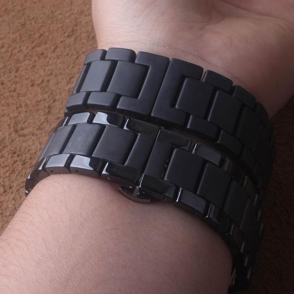 

watch bands 18mm 20mm 22mm strap for samsung galaxy 3/active 2/46mm/42mm/ gear s3 ceramic bracelet huawei gt/2/2e/pro band quick pin, Black;brown