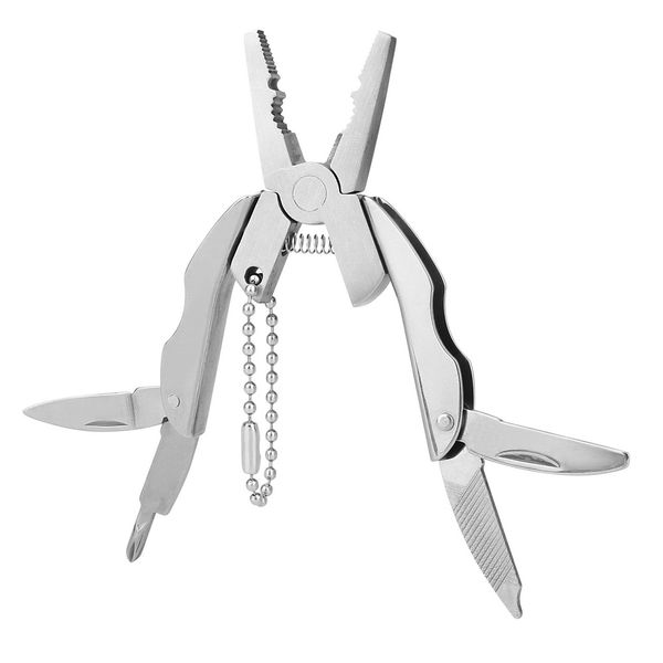 

car key ring multitool pliers knife screwdriver keychain outdoor portable hand tool survive kit mini auto key chain, Slivery;golden