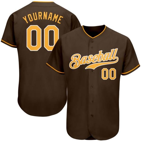 

custom brown gold-white-5 authentic baseball jersey, Blue;black