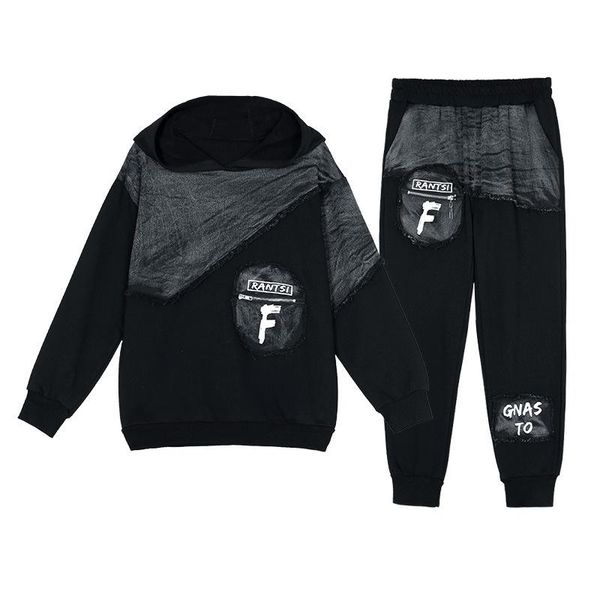 

women's two piece pants autumn spring fashion korean streetwear women and trousers ladies suit denim outfits retro hooded tracksuit, White