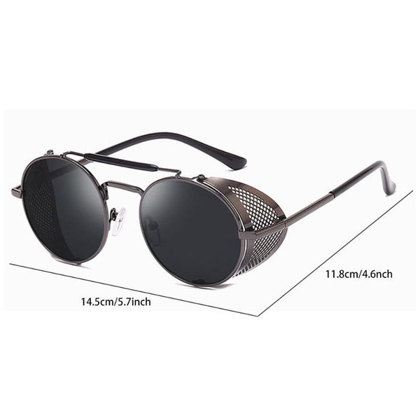 

outdoor eyewear retro round metal steampunk sunglasses men women uv protection windshield glasses