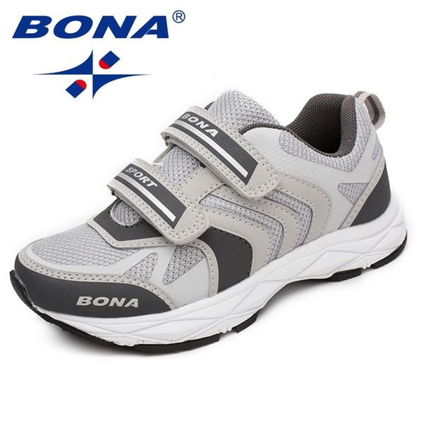 

bona fashion style children casual shoes hook & loop boys loafers mesh girls flats comfortable outdoor sneakers 210913, Black