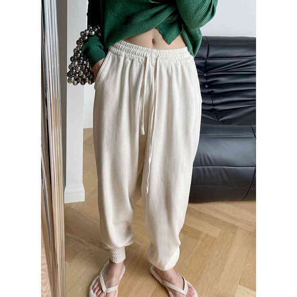 

women's pants & capris hxjjp autumn/winter knitted korean solid elastic waist loose radish 21-81 bhd8, Black;white