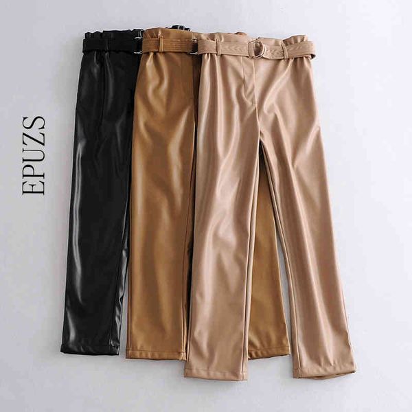 

winter belt high waist pant women black pu leather pants women harem pants joggers pencil trousers streetwear pantalon femme 210430, Black;white