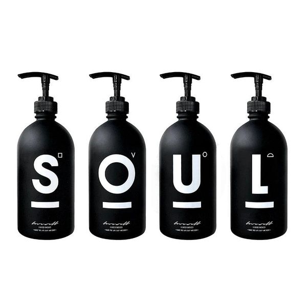 

liquid soap dispenser 500ml bathroom for shampoo shower gel hair conditioner black glass empty bottle kitchen detergent storage