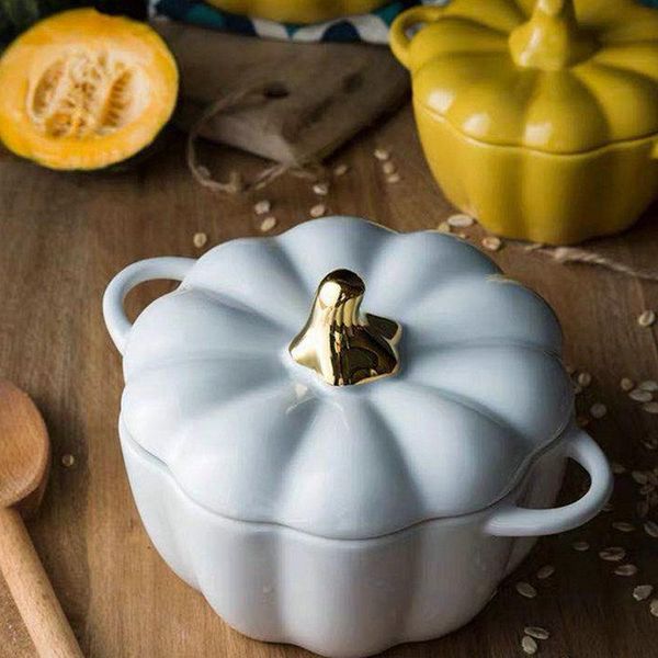

ceramic cute pumpkin bowl with lid home creative rice western dessert fruit bowls