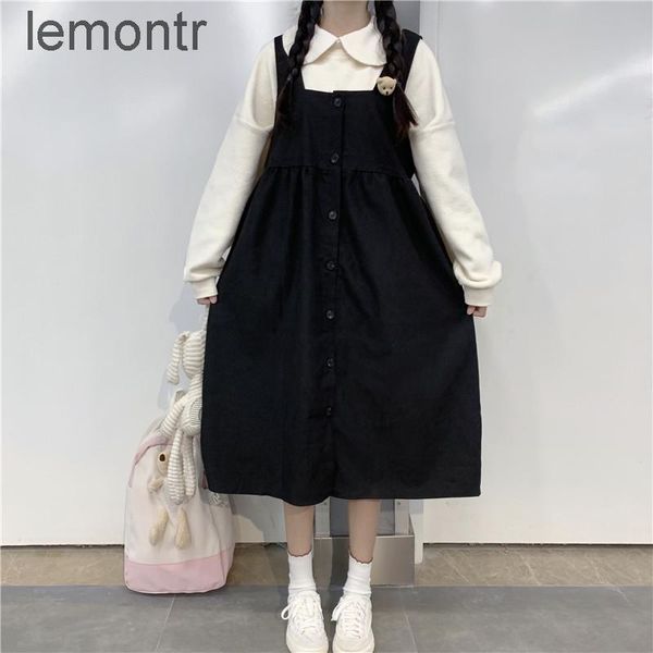 

casual dresses sweet harajuku lolita dress japanese women's sleeveless black girls below the knee kawai chest belt, Black;gray