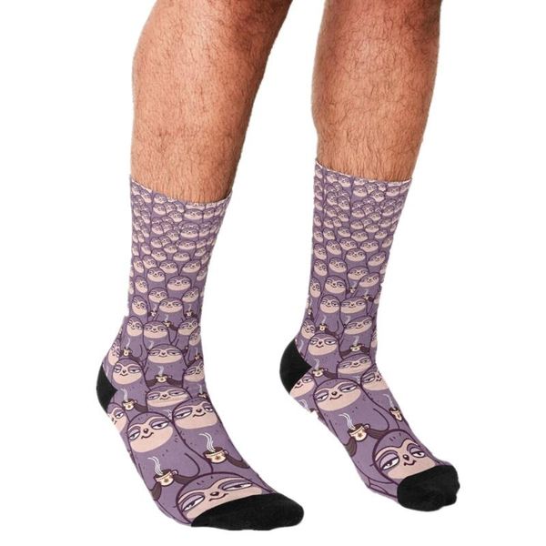 

men's socks funny sloth dense cartoon tastic pattern printed hip hop men happy cute boys street style crazy for, Black