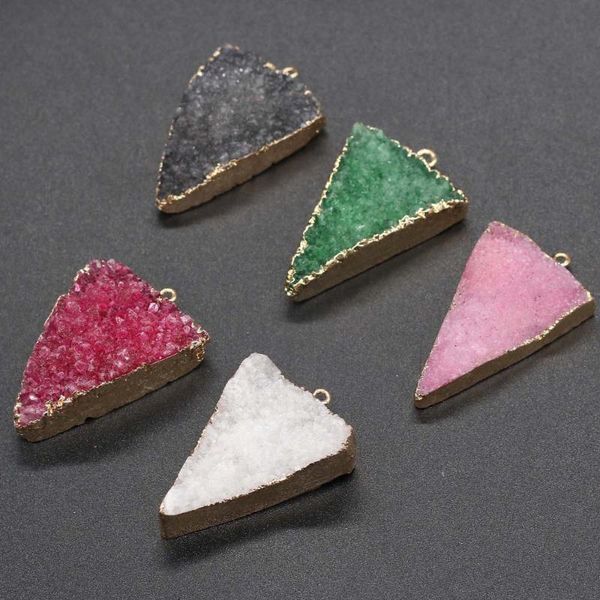 

charms natural stone pendant triangle shape agate bud exquisite for jewelry making diy bracelet necklace earrings accessories, Bronze;silver