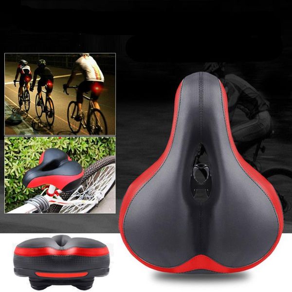 

mtb bicycle seat breathable rainproof safe riding with reflective tail light hollow bike saddle cycling road accessory saddles