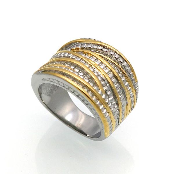 

cluster rings arrival fashion double color for women anillo gold antique female stainless steel jewelry party vintage, Golden;silver