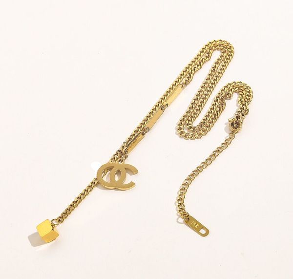 

pendant necklaces never fading 18k gold plated brand designer double letter pendant necklaces classic crystal rhinestone stainless steel cho, Silver