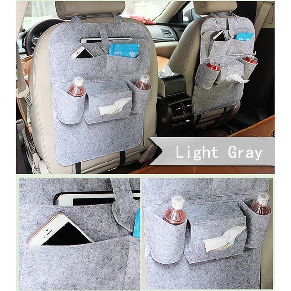 

car organizer universal back seat storage bag box child anti-kick pad cups holder elastic felt 6 pockets hanging accessories