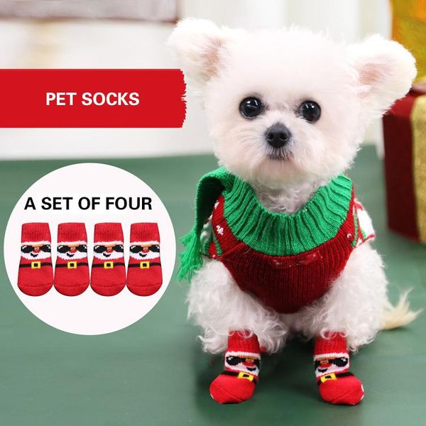 

pet christmas socks warm stretch red cat and dog apparel