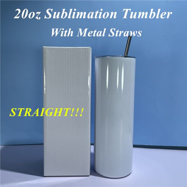 

diy blank sublimation tumbler 20oz straight skinny tumbler stainless steel slim insulated tumbler white beer coffee mugs gift