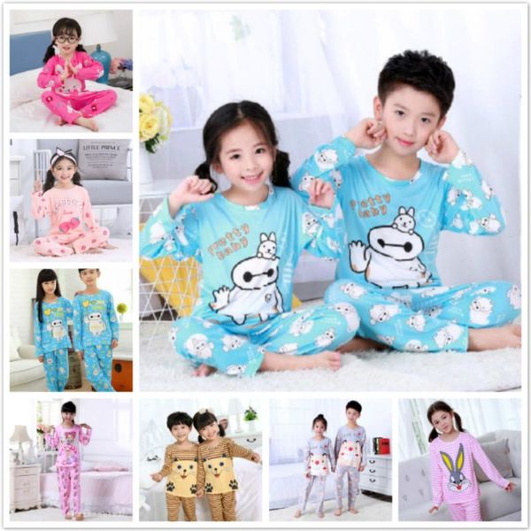 

pajamas girls sleepwear boys set cartoon cotton pyjamas kids nightwear pijamas toddler teens clothing spring autumn homewear, Blue;red