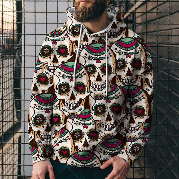 

men's loose 3d digital printed hooded sweaters 5ah6, Black