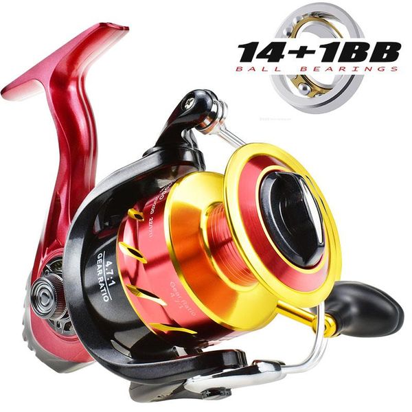 

14+1 bb spinning reel cs1000-7000 water resistance all metal spool handle 15kg drag fishing pesca baitcasting reels