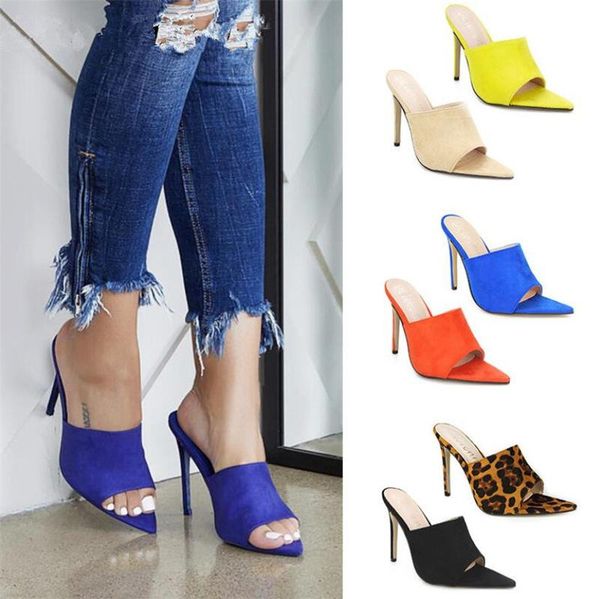 

sandals 2021 spring women's shoes suede pointed high heel s, Black