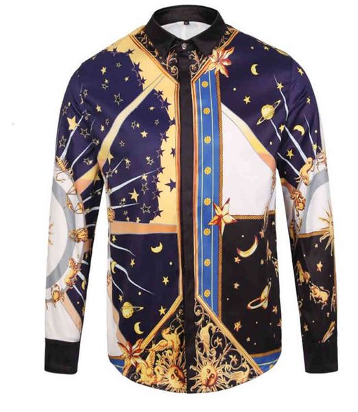 

polos high-quality european luxury white printed long sleeve men's shirt