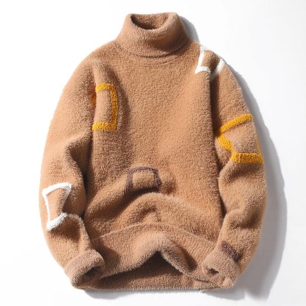 

men's sweaters 4 colors thick cashmere turtleneck sweater men winter male print pullovers mens christmas jumper warm pull homme, White;black