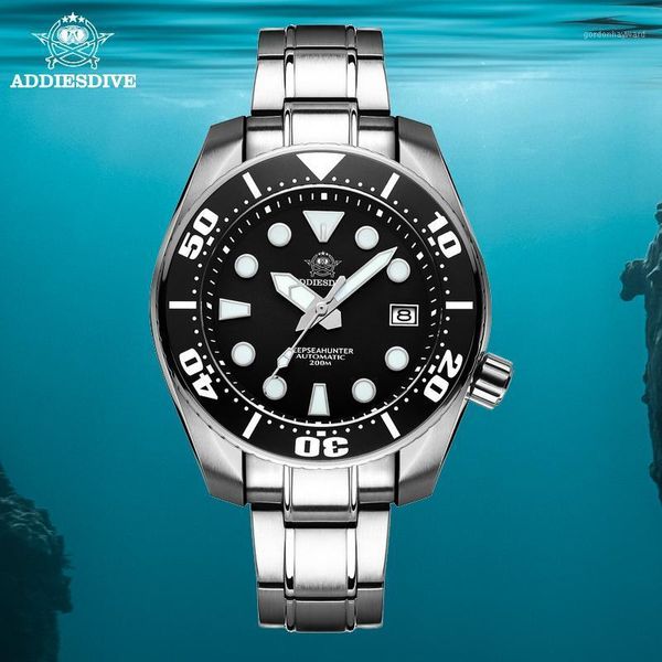 

automatic watch 44.5mm 316l stainless steel watches nh35 sapphire crystal bgw9 luminous ceramic bezel diver men wristwatches, Slivery;brown